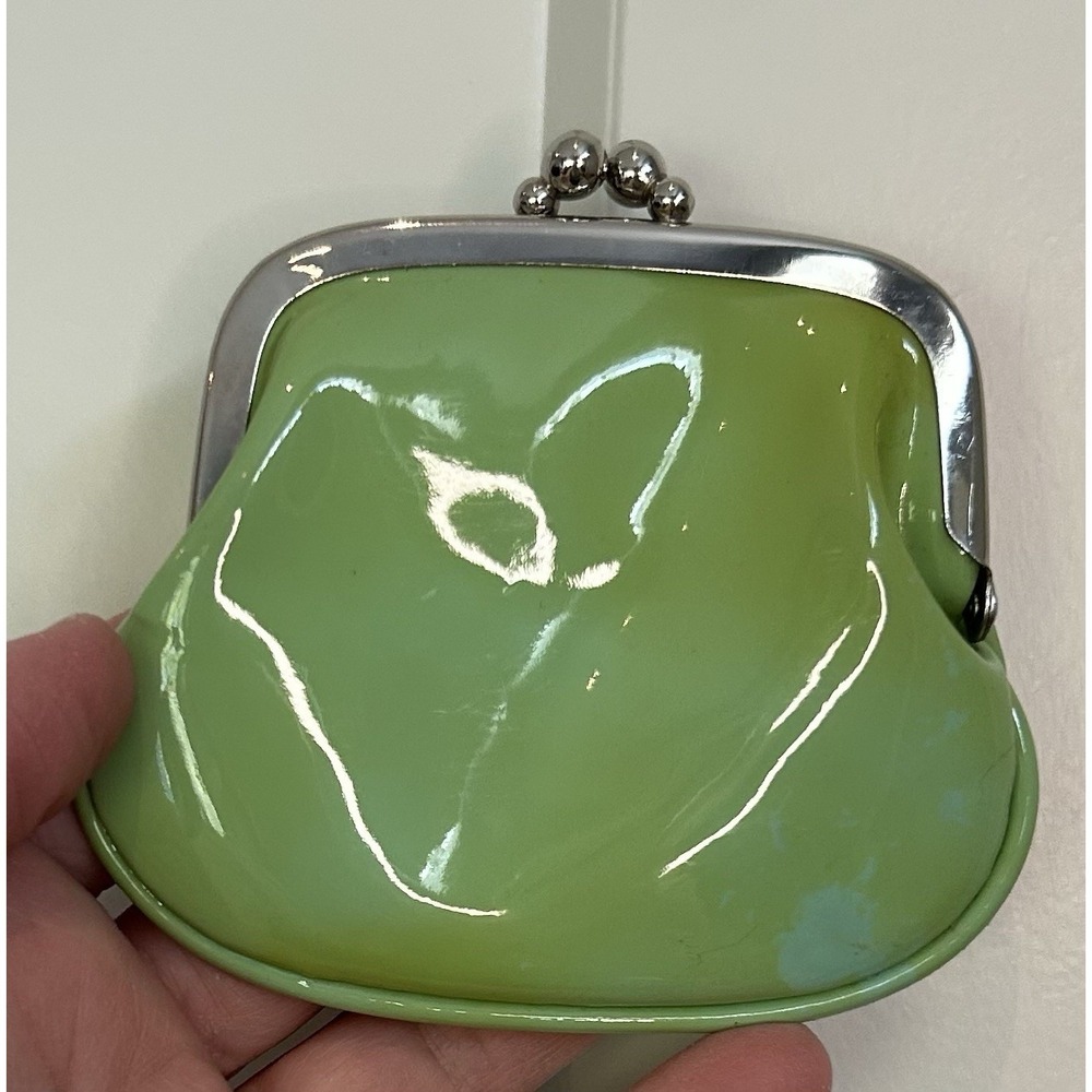 Vintage TIFFANY& Co.  Blue/Green Leather Kiss Lock Coin Purse‎ Wallet